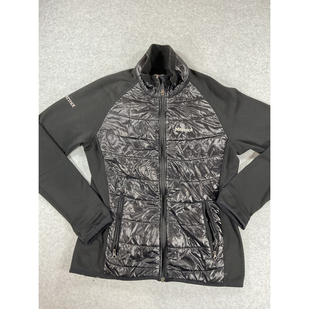 Marmot Womens Black Polartec Hybrid Quilted Insulated Fleece Jacket Size M 2777